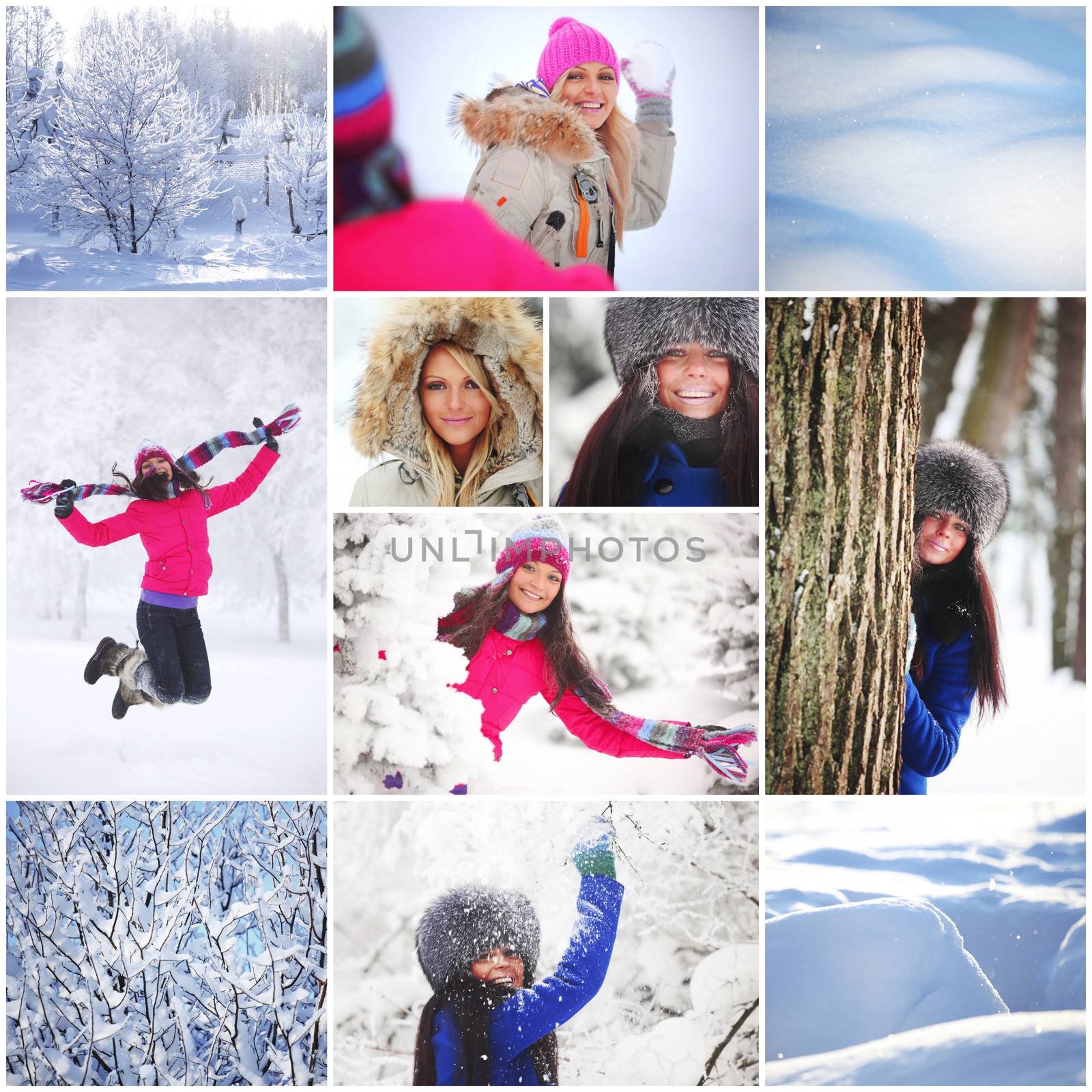 collage woman in winter park by Yellowj