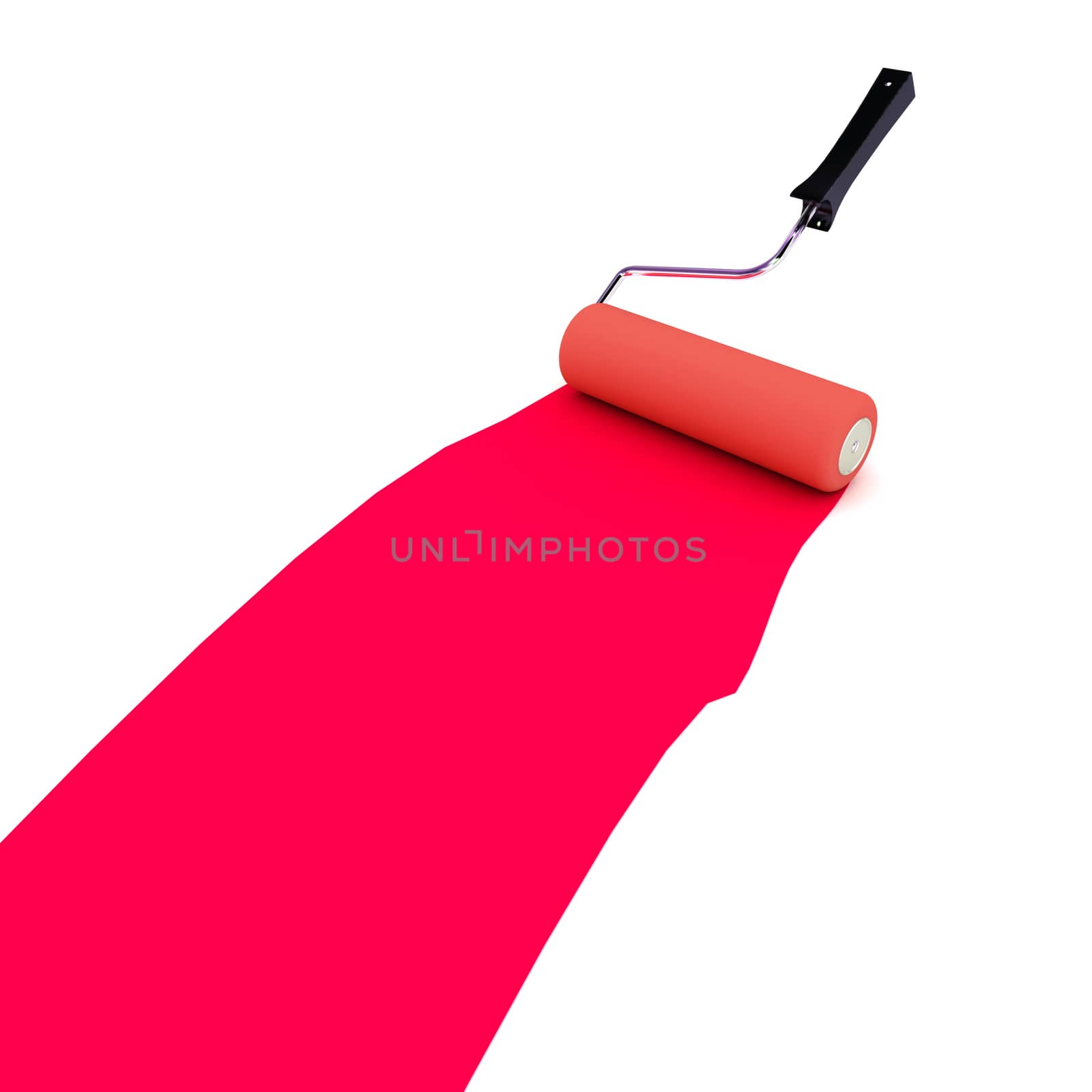 A Colourful 3d Rendered Red Paint Roller