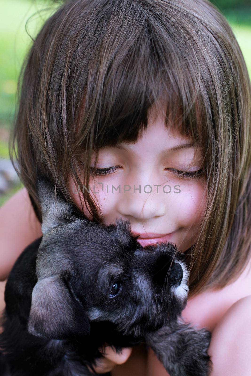 Little Girl and Her Mini Schnauzer by StephanieFrey