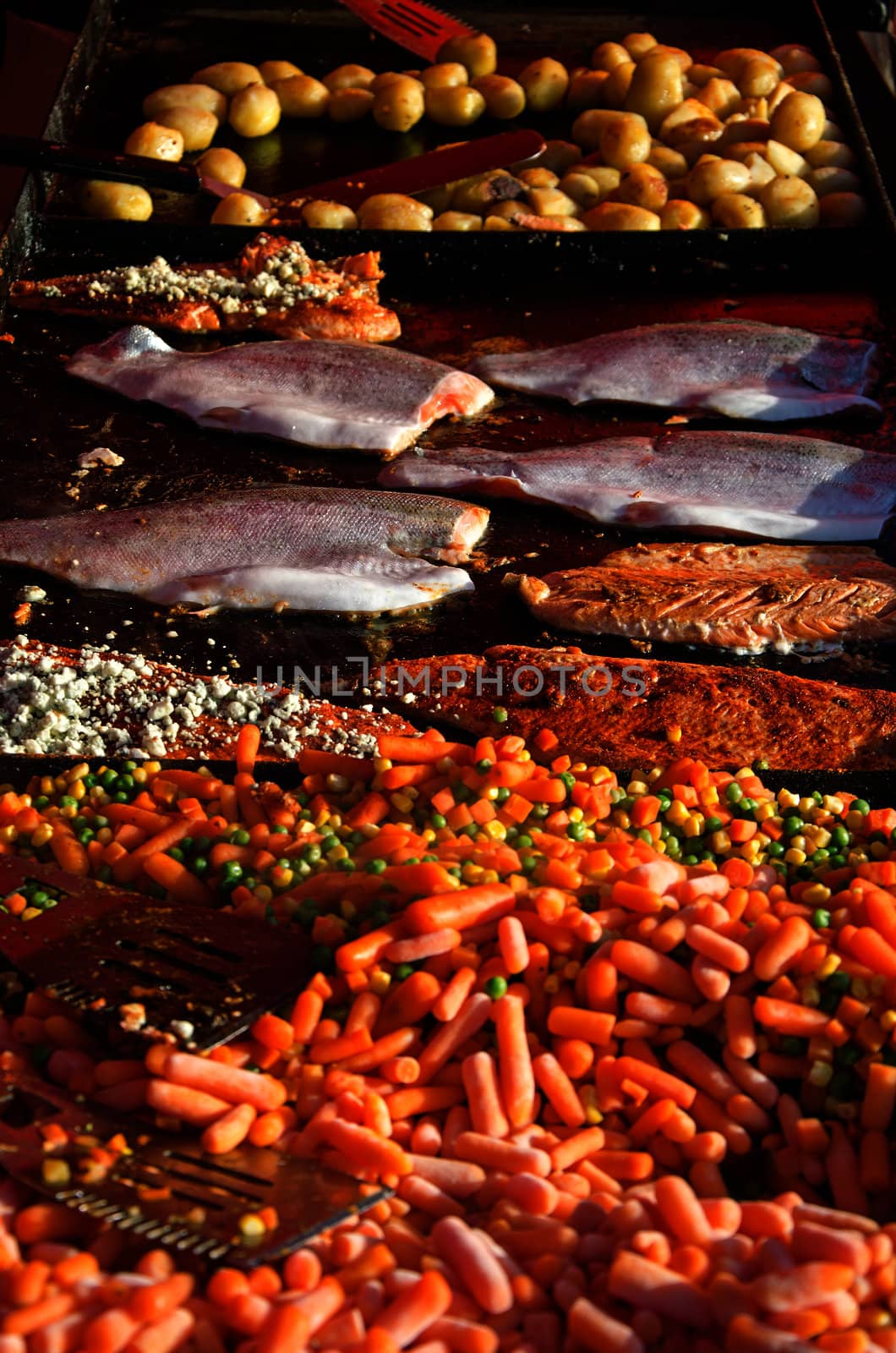 Cooking in the central market in Helsinki.