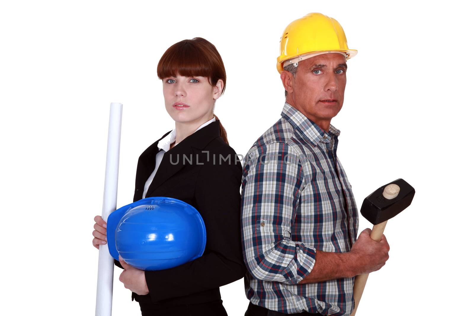 Architect and construction worker by phovoir