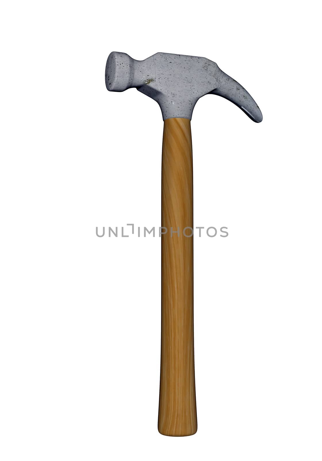 Metal sledge and wooden hammer in white background