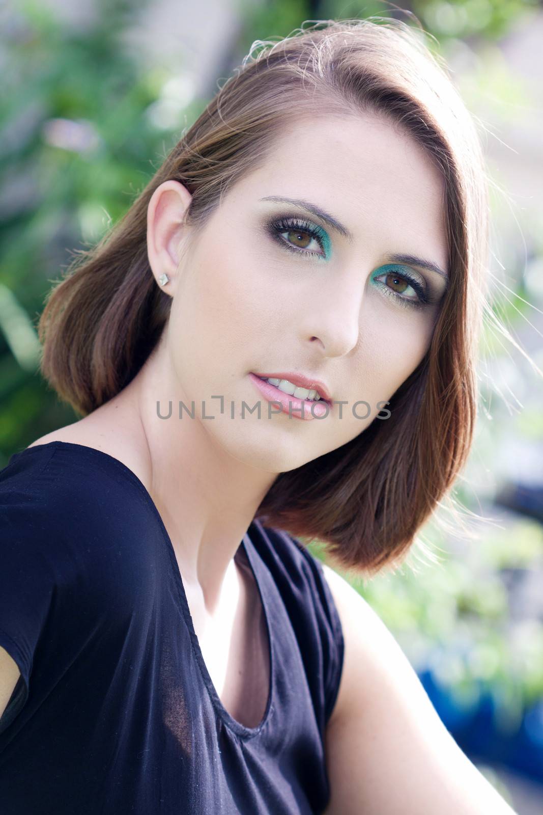 a close up portrait of a brunette beautiful girl 