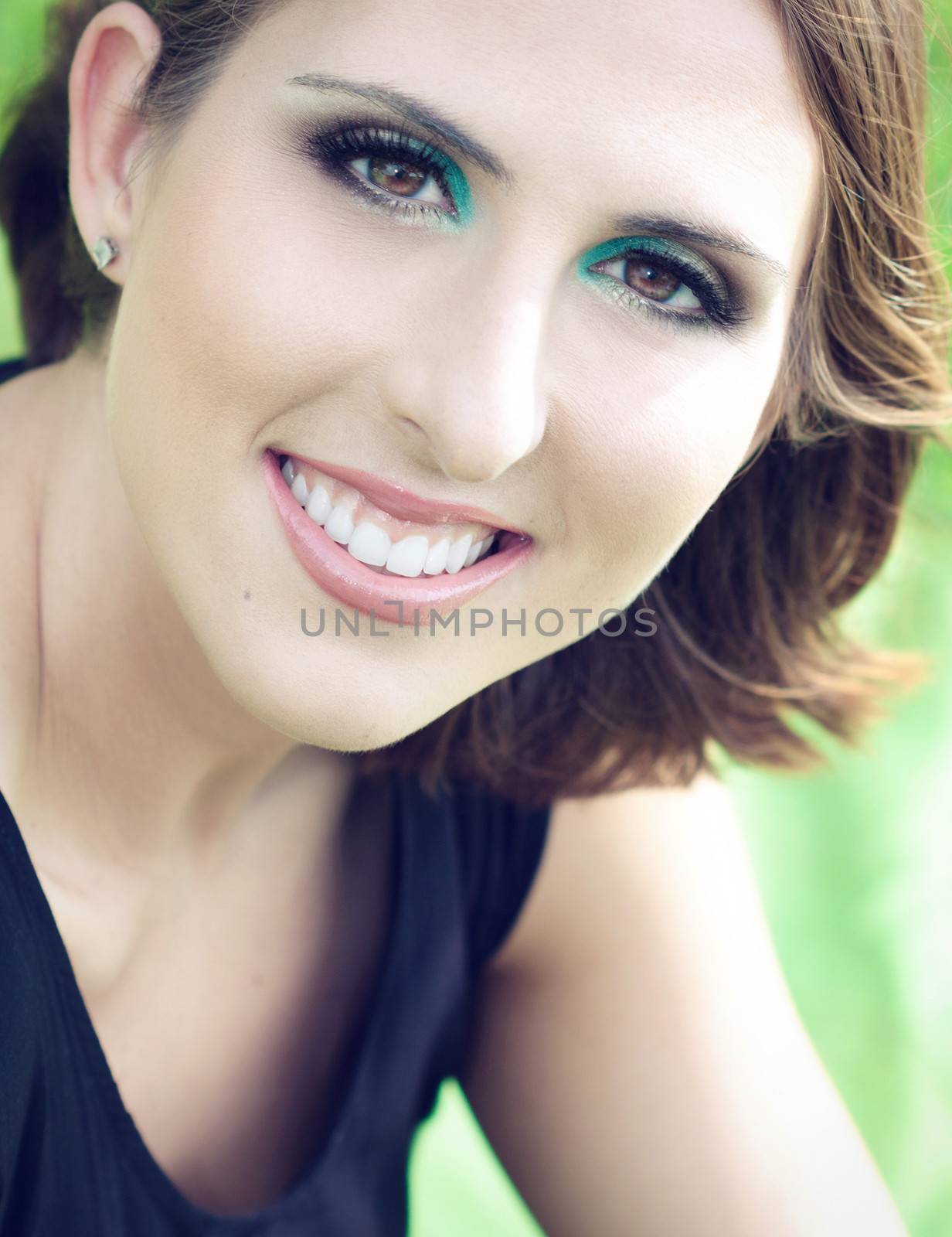 a close up portrait of a brunette beautiful girl 