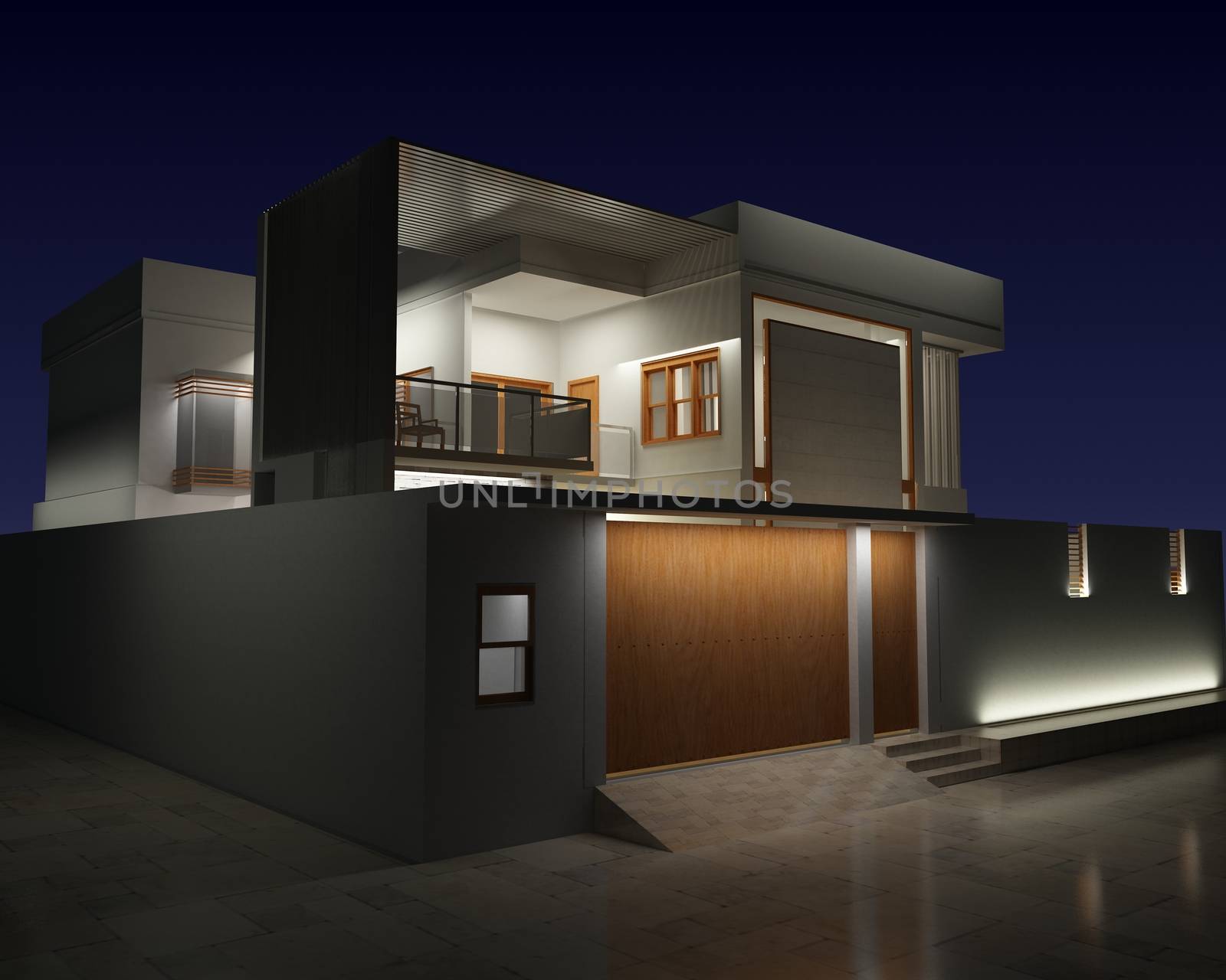 3D exterior residential side view