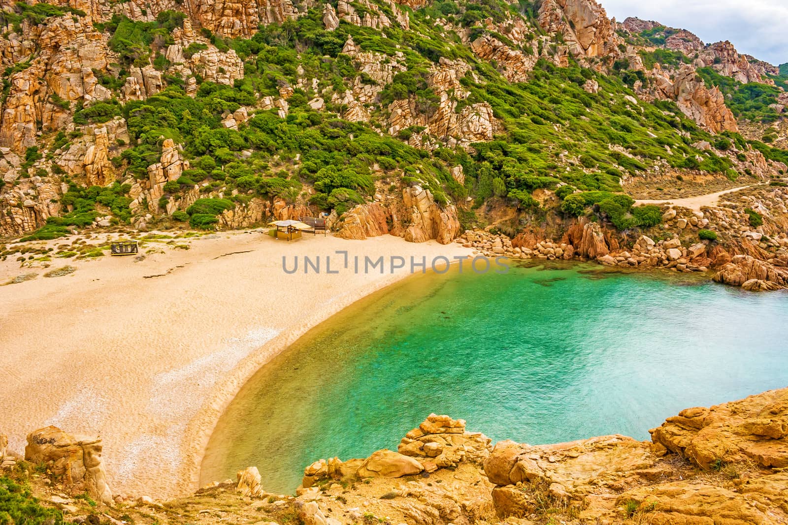 Beach Cala Li Cossi, beautiful bay at Costa Paradiso, Sardinia