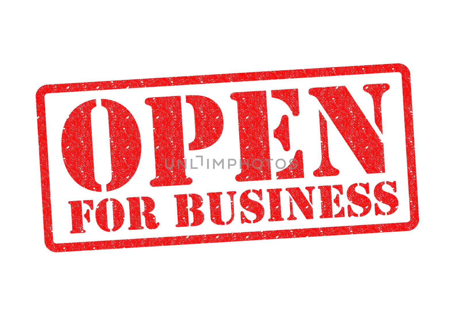 OPEN FOR BUSINESS Rubber Stamp over a white background.