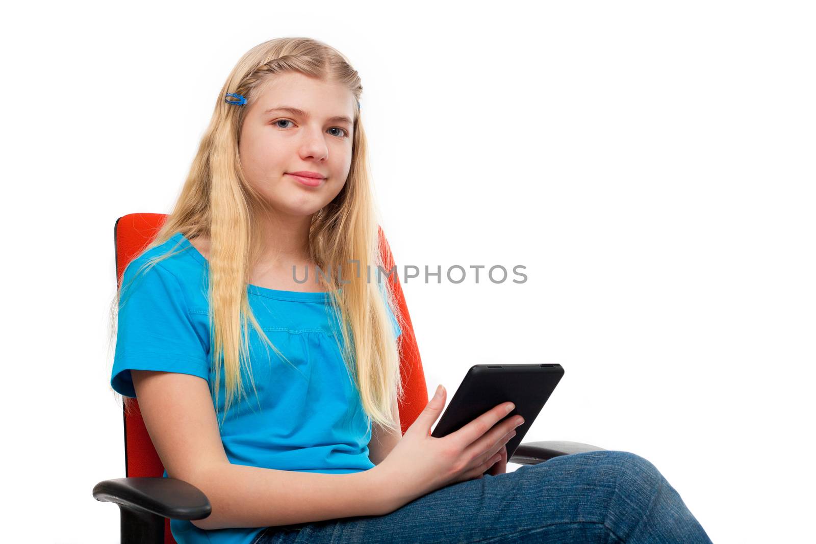 Female using a tablet by bandika