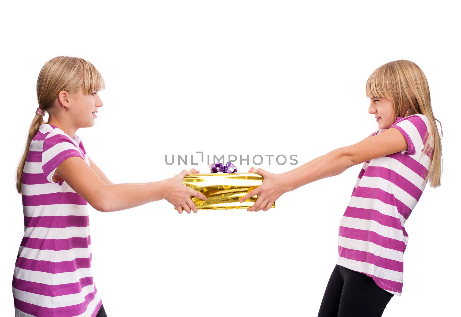 Gift/Two girls are fighting for a gift