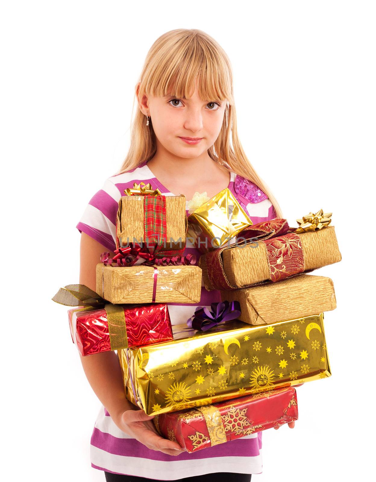Girl and her christmas gifts by bandika