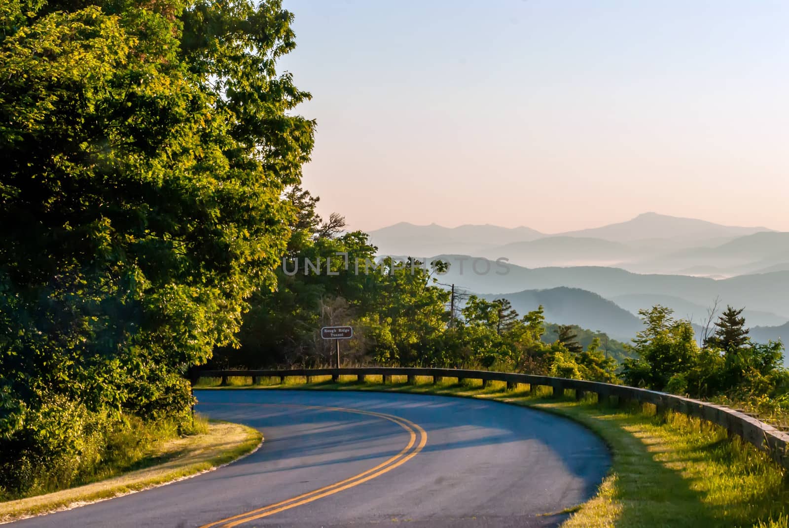 Blue Ridge Parkway Scenic Landscape Appalachian Mountains Ridges Sunrise Layers over Great Smoky Mountains