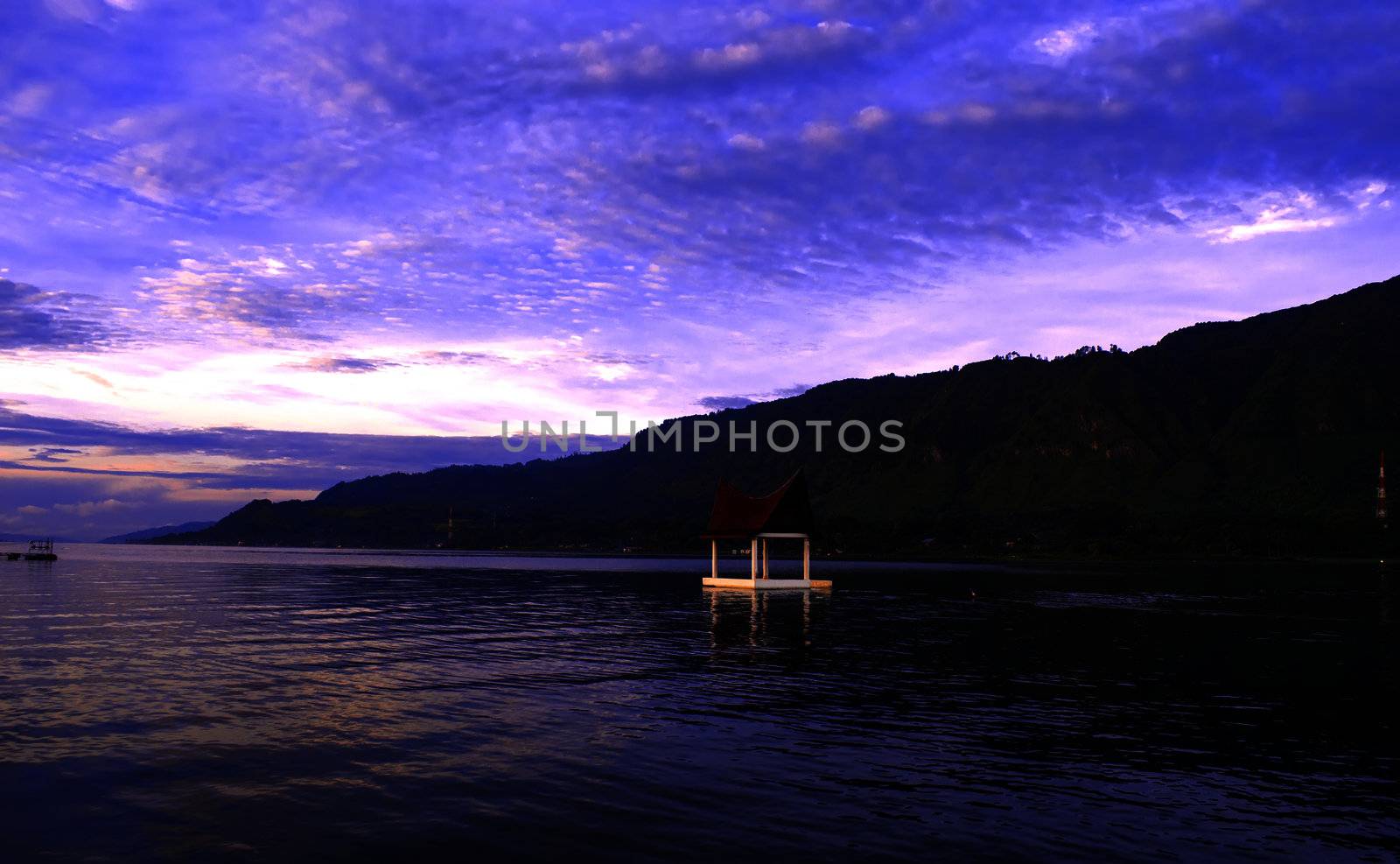 Batak style - Gazebo fisherman. Samosir Island, Lake Toba, North Sumatra, Indonesia.