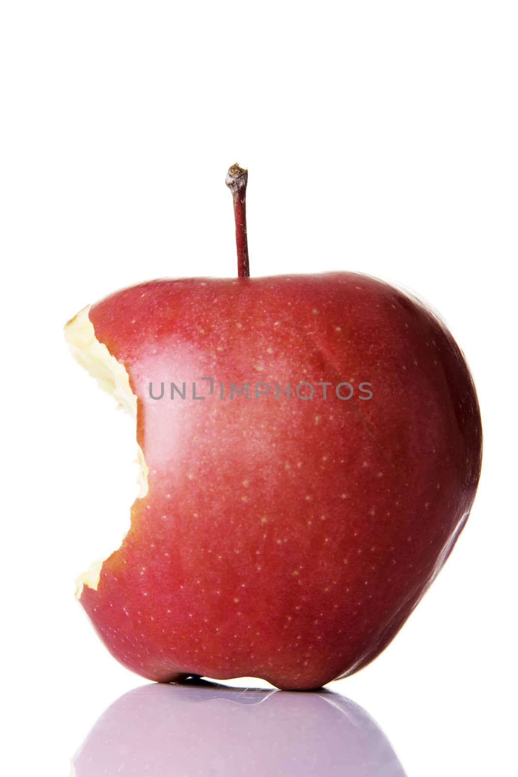 Red bitten apple , isolated on white