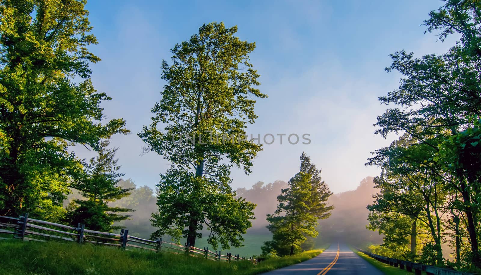 Blue Ridge Parkway Scenic Landscape Appalachian Mountains Ridges Sunrise Layers over Great Smoky Mountains