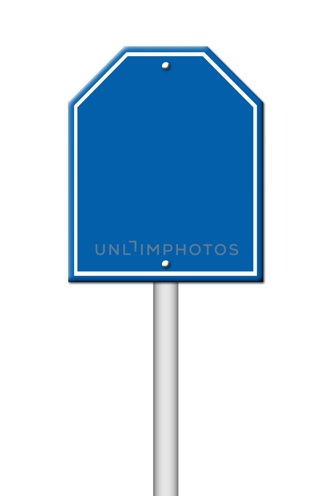 blue blank sign on white background