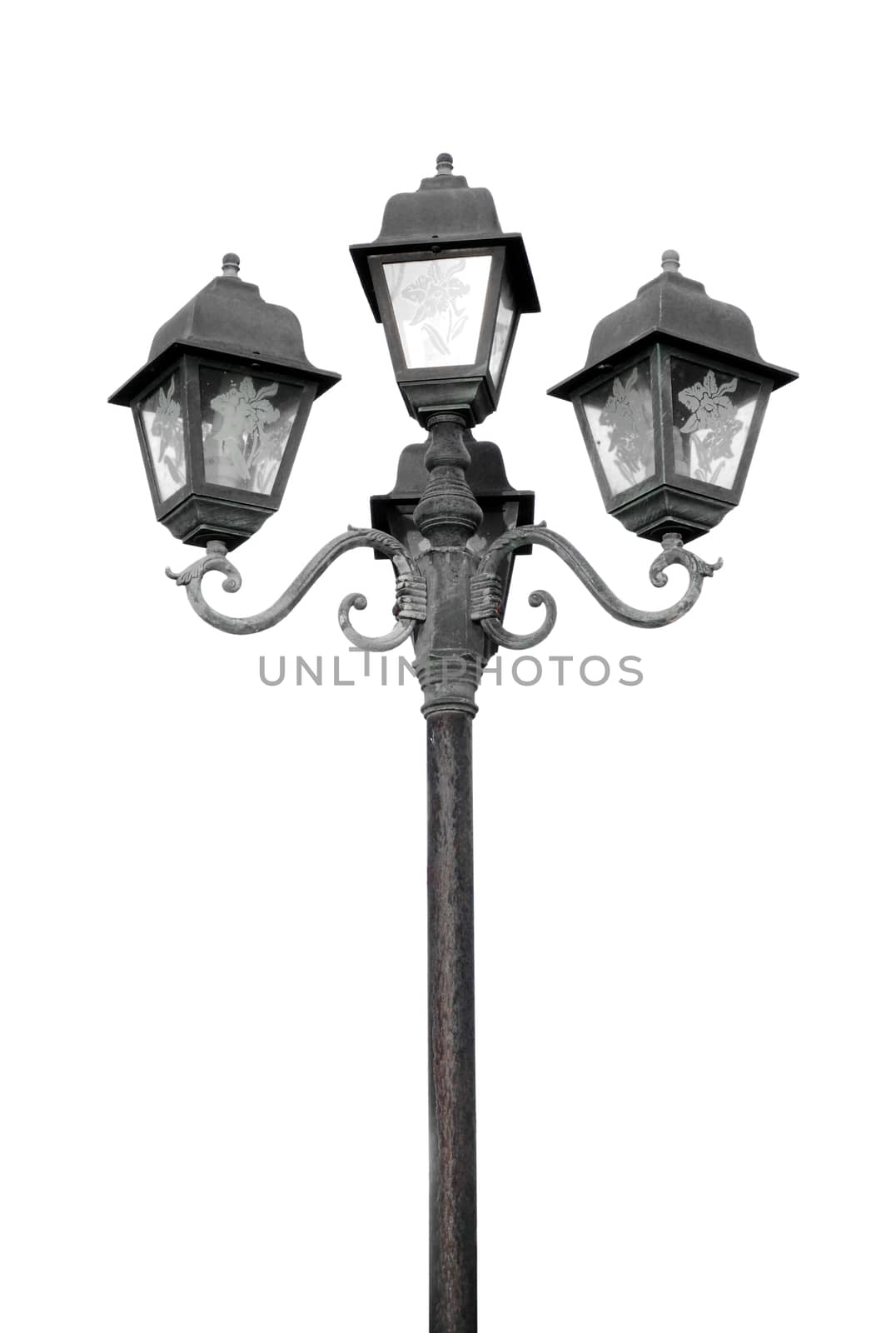 old street lamp on white background