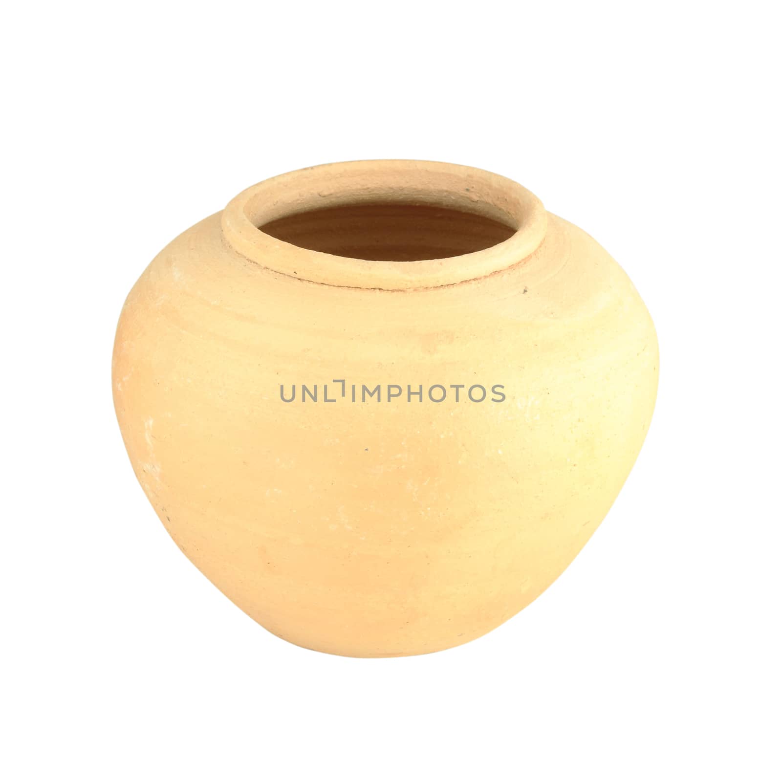 big clay jar on a white background