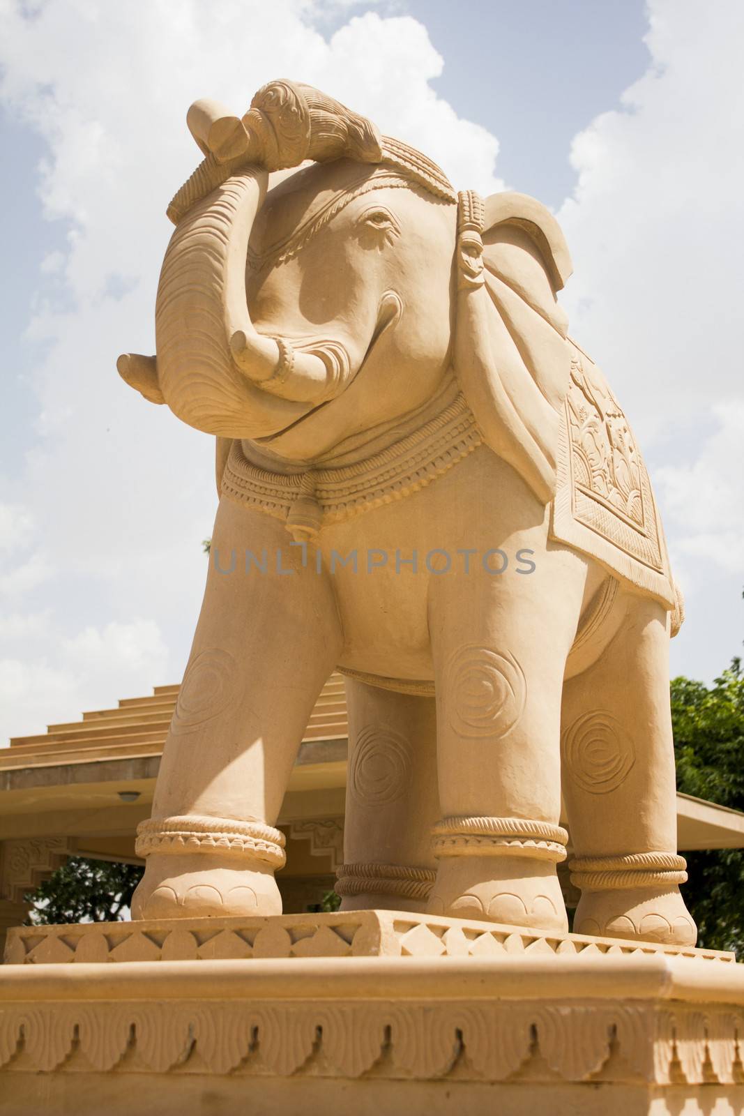 elephant stone statue in jain temple, ajmer, rajasthan