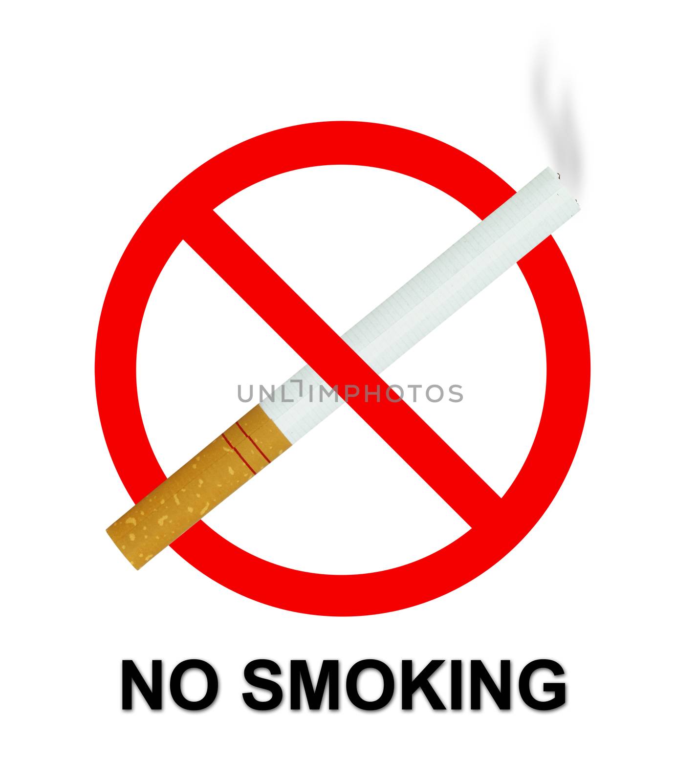 no smoking sign with cigarette on white background