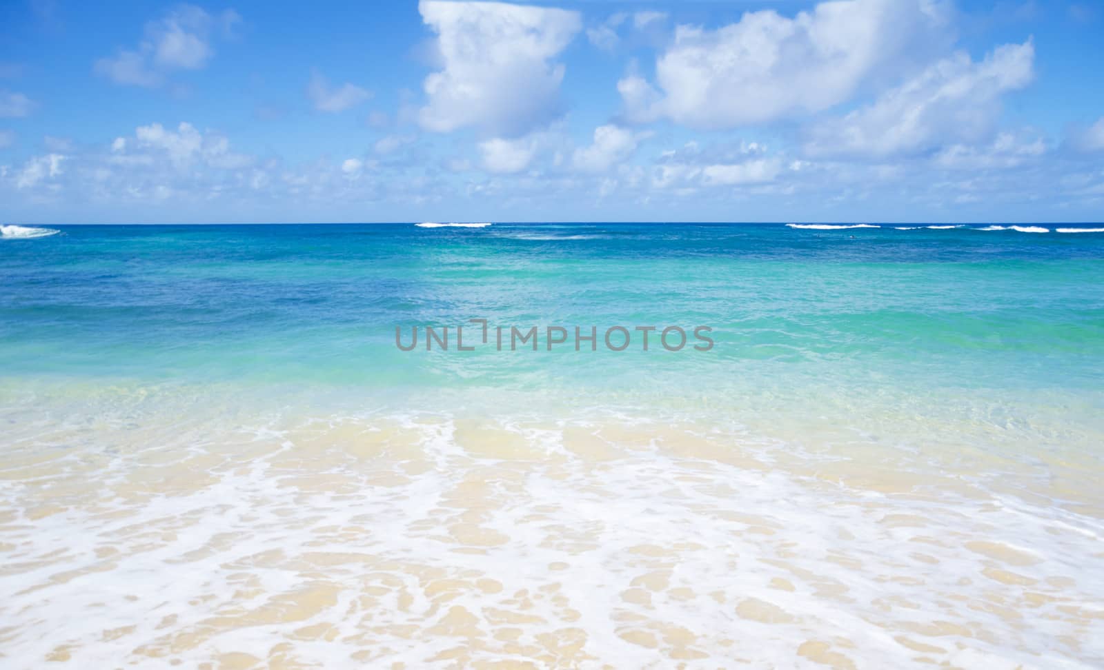 Gentle waves on sandy beach in Hawaii by EllenSmile