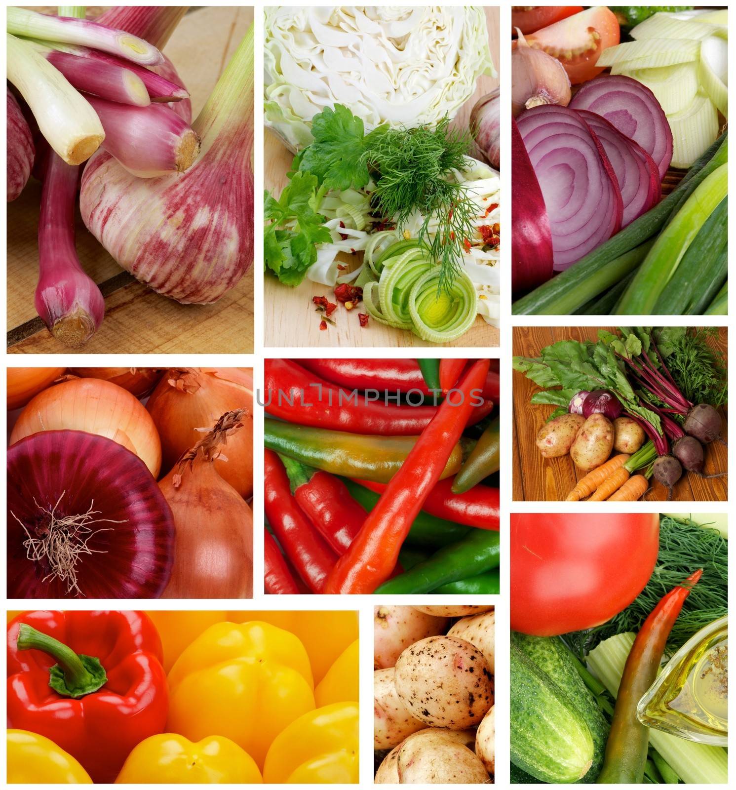 Collection of Various Raw Vegetables Backgrounds