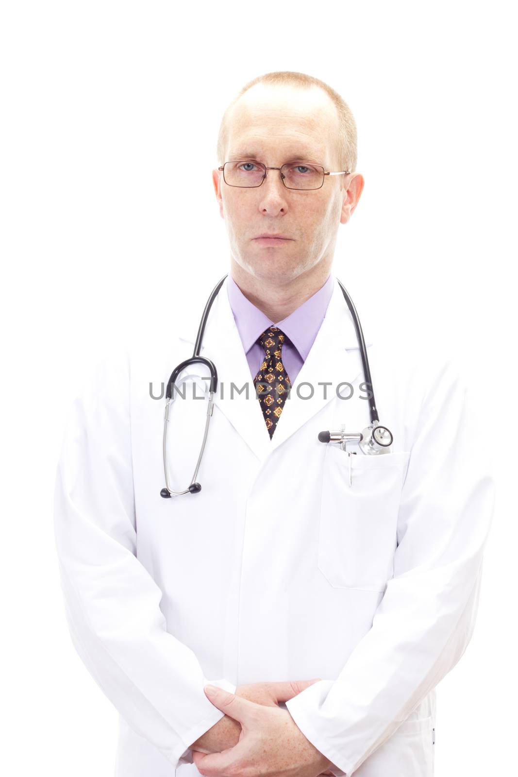 Serious looking male medical doctor