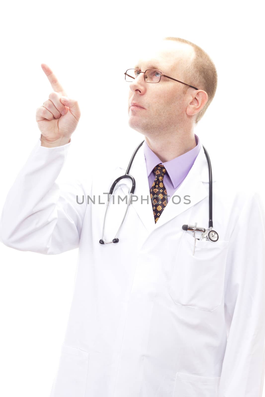 Professional doctor pointing at something