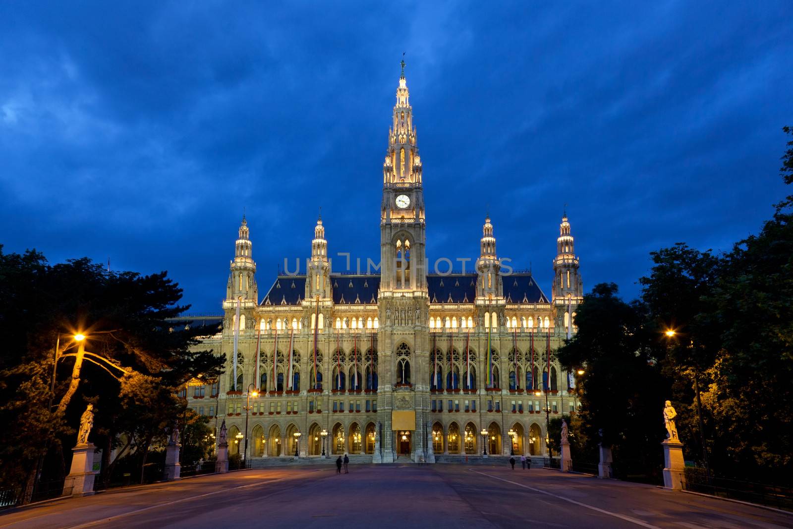 Tall gothic building of Vienna city hall, Austria