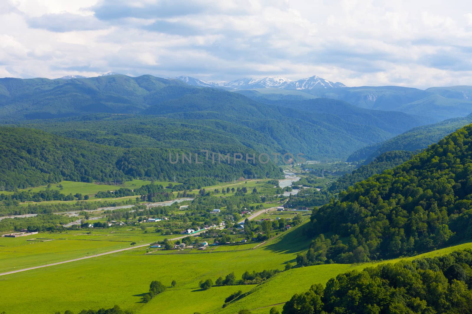 Beautiful mountain landscape, Caucasus, Russia. View of the Big Caucasian ridge