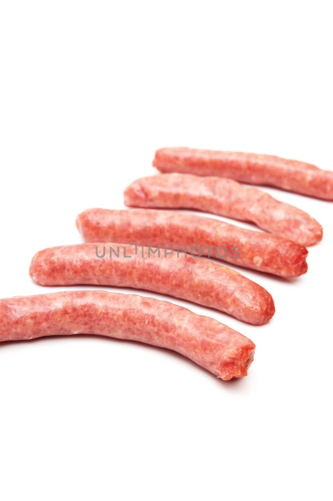 pork sausages on a white background