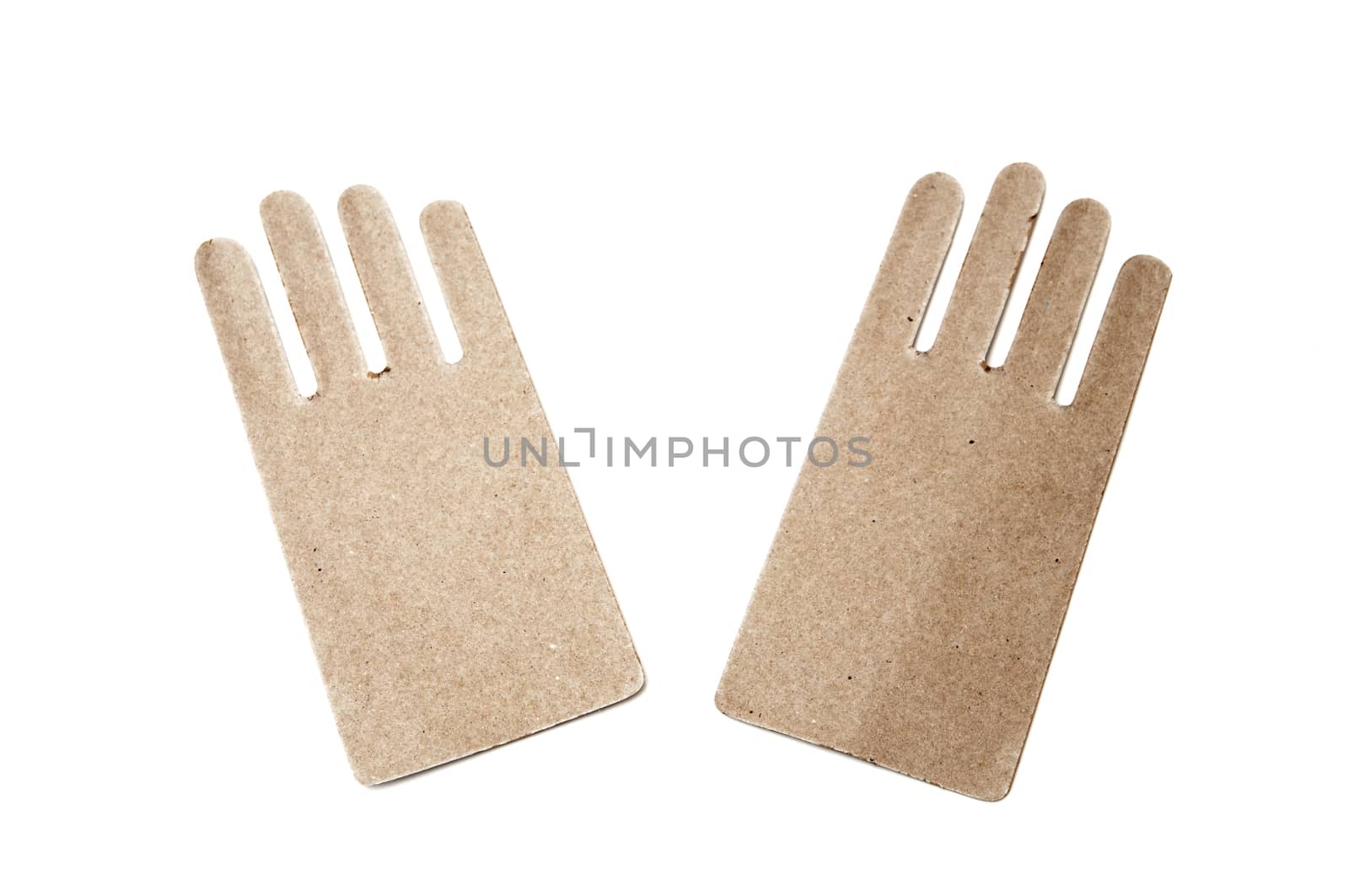 cardboard hands on a white background