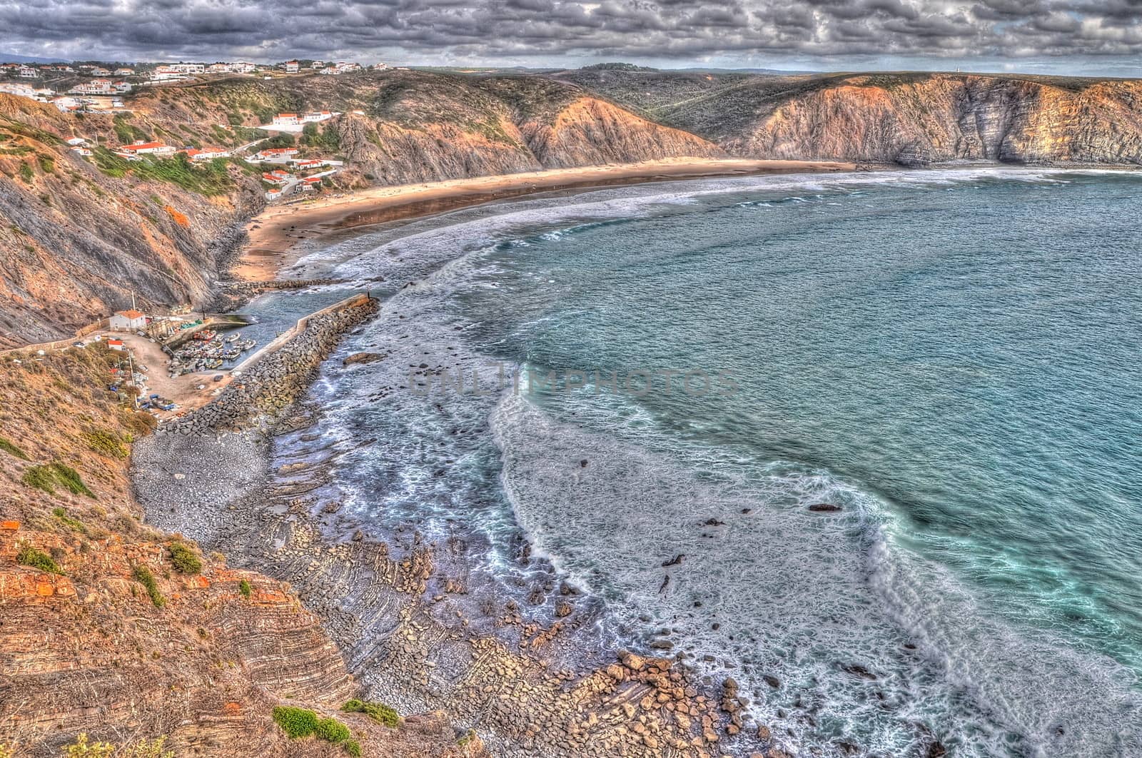 Rocky coast of Portugal in HDR