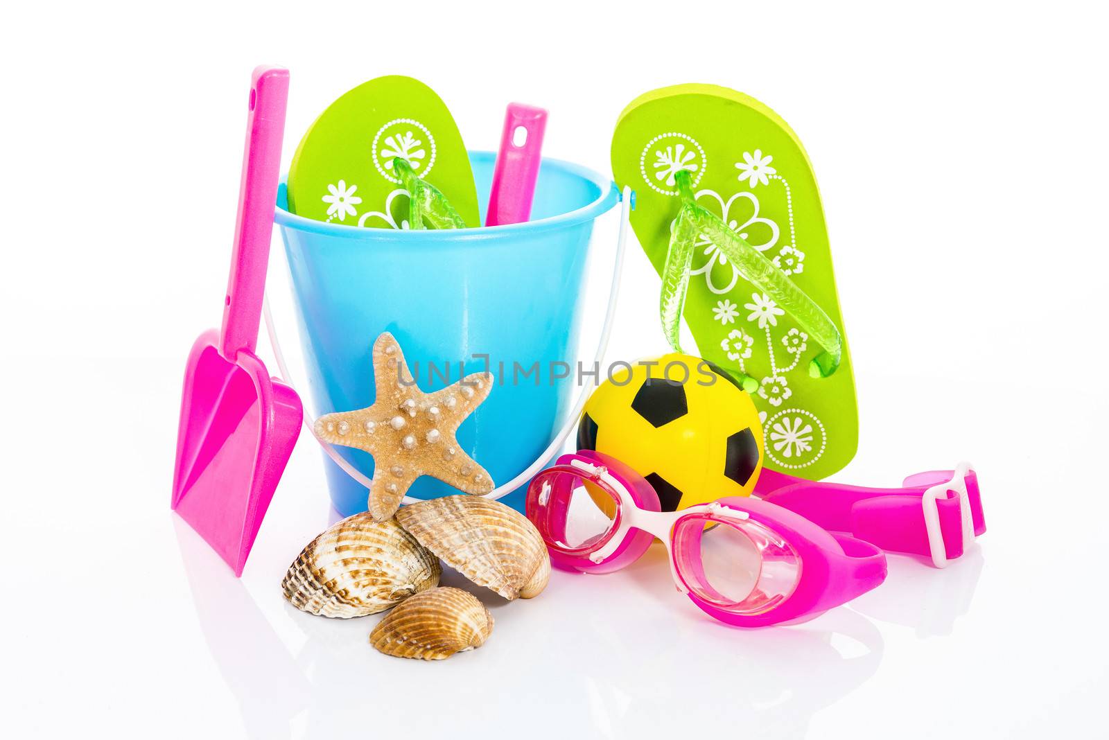 children's beach toys isolated on white 