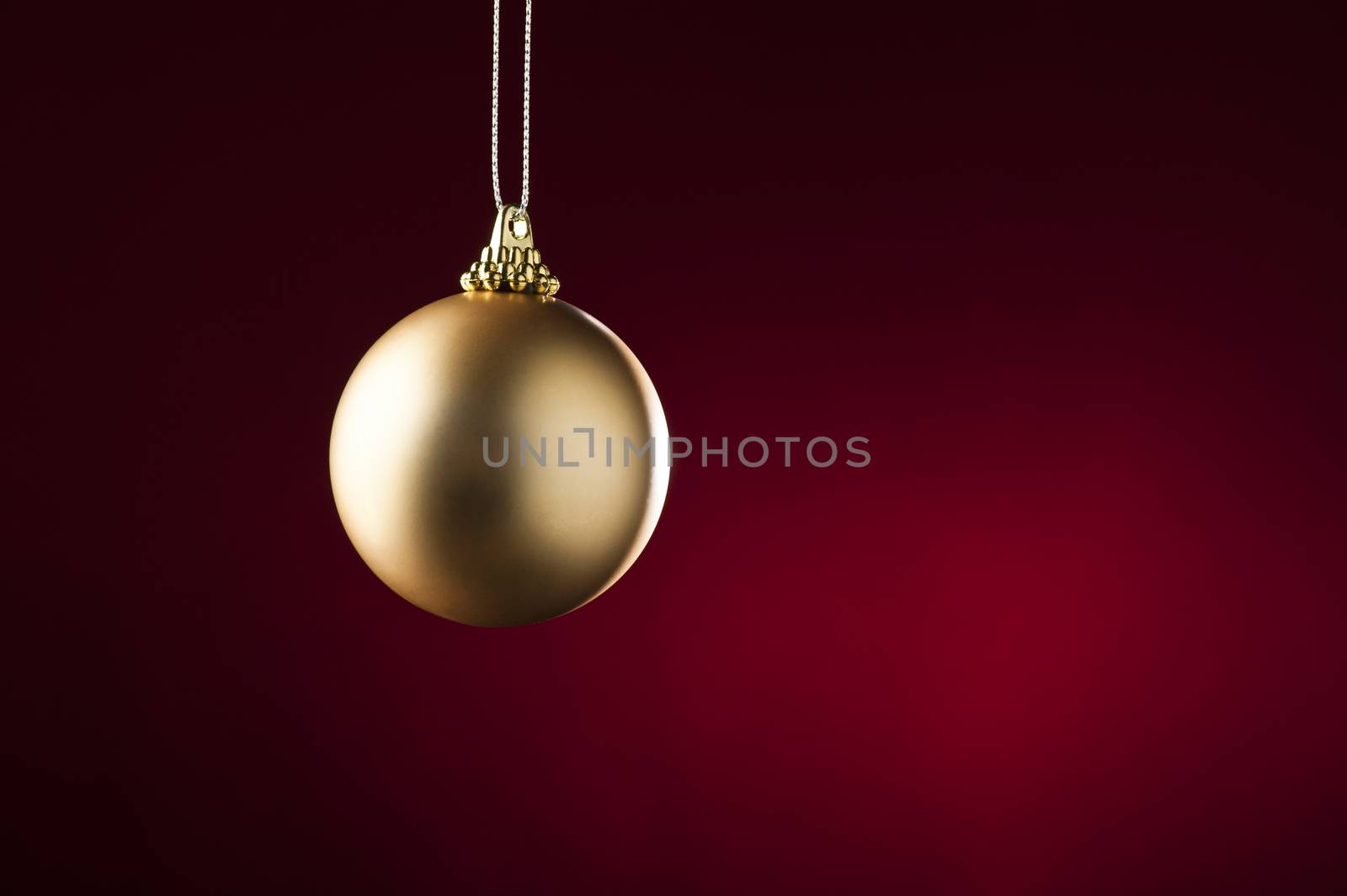 Christmas Bauble in simple color setting and side lighting 