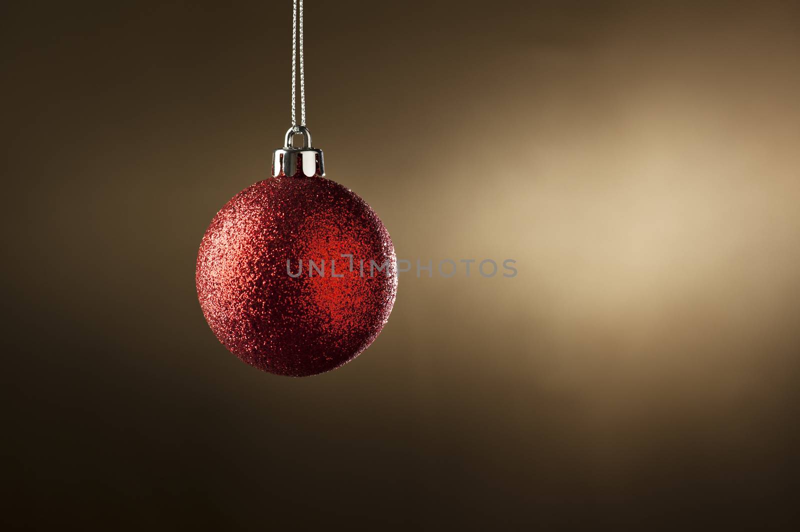 Christmas Bauble in simple color setting and side lighting