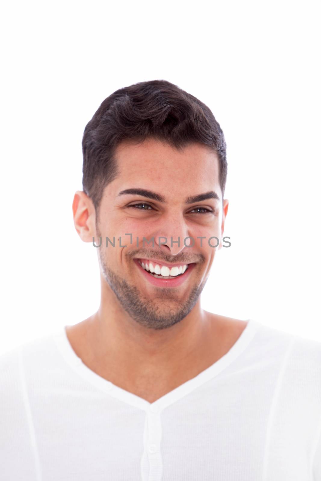 Laughing handsome man with beard and mustache