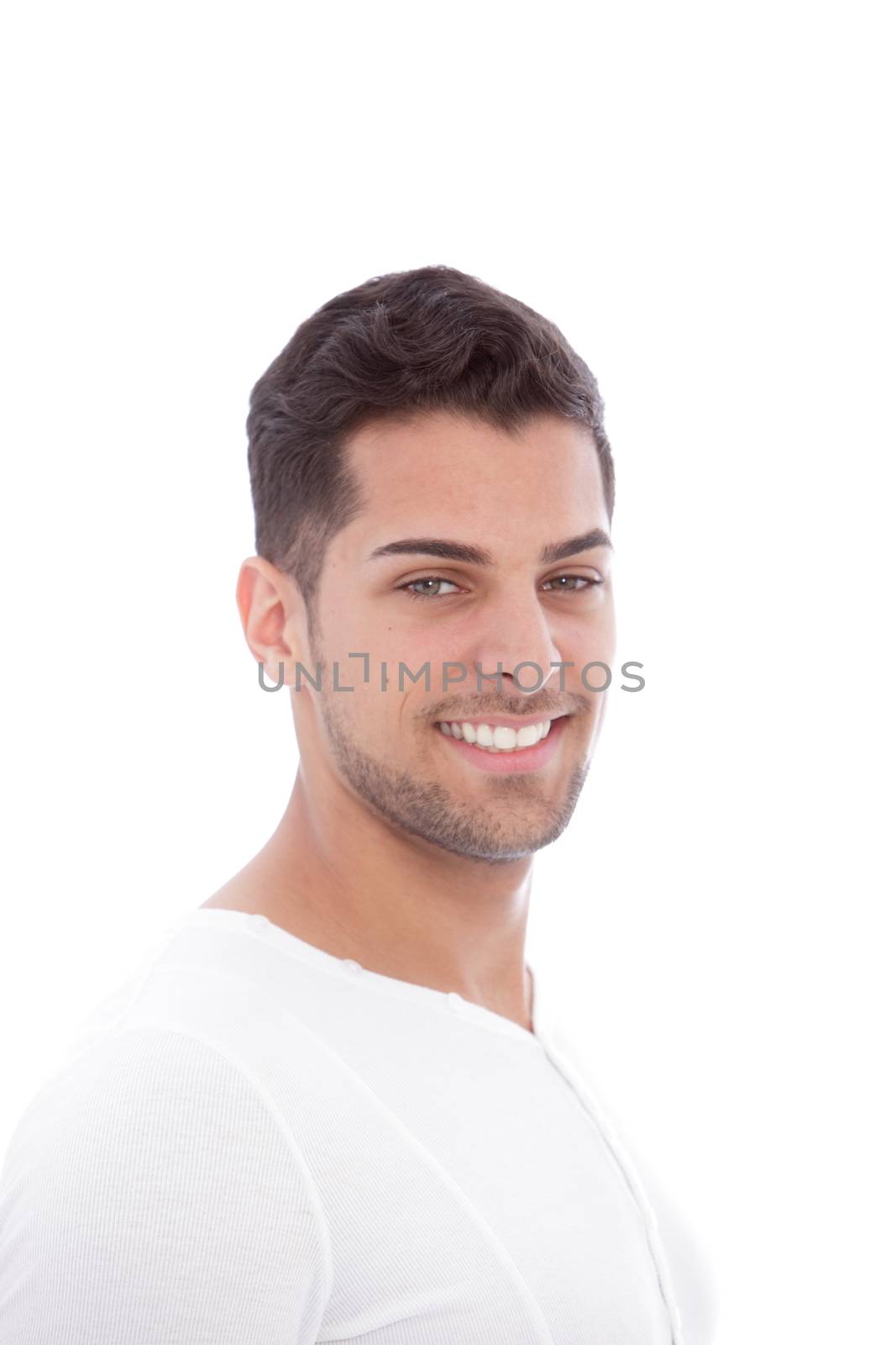 American Indian man posing over the white background