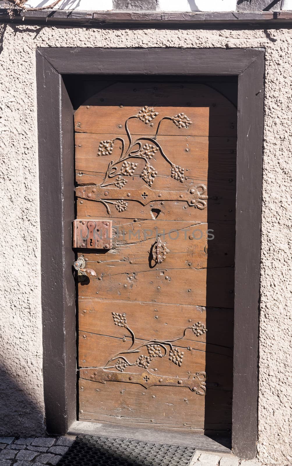 MOSBACH, GERMANY - April 25: Door of Kickelhain House in  Mosbach in Southern Germany on April 25, 2013. It is smallest half timbered house in Germany.