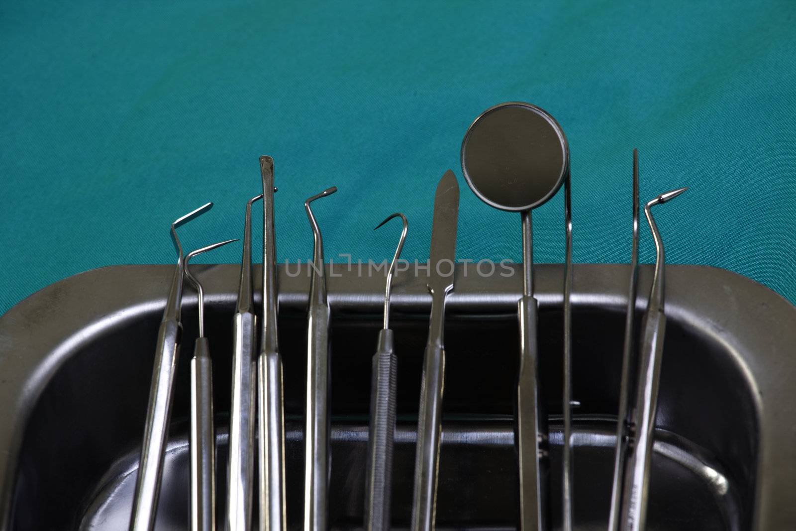 Set of metal medical equipment tools for teeth dental care  by senkaya