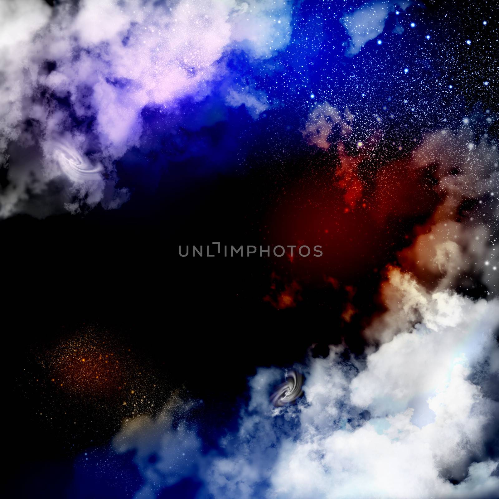 Cosmic clouds of mist on bright colorful backgrounds