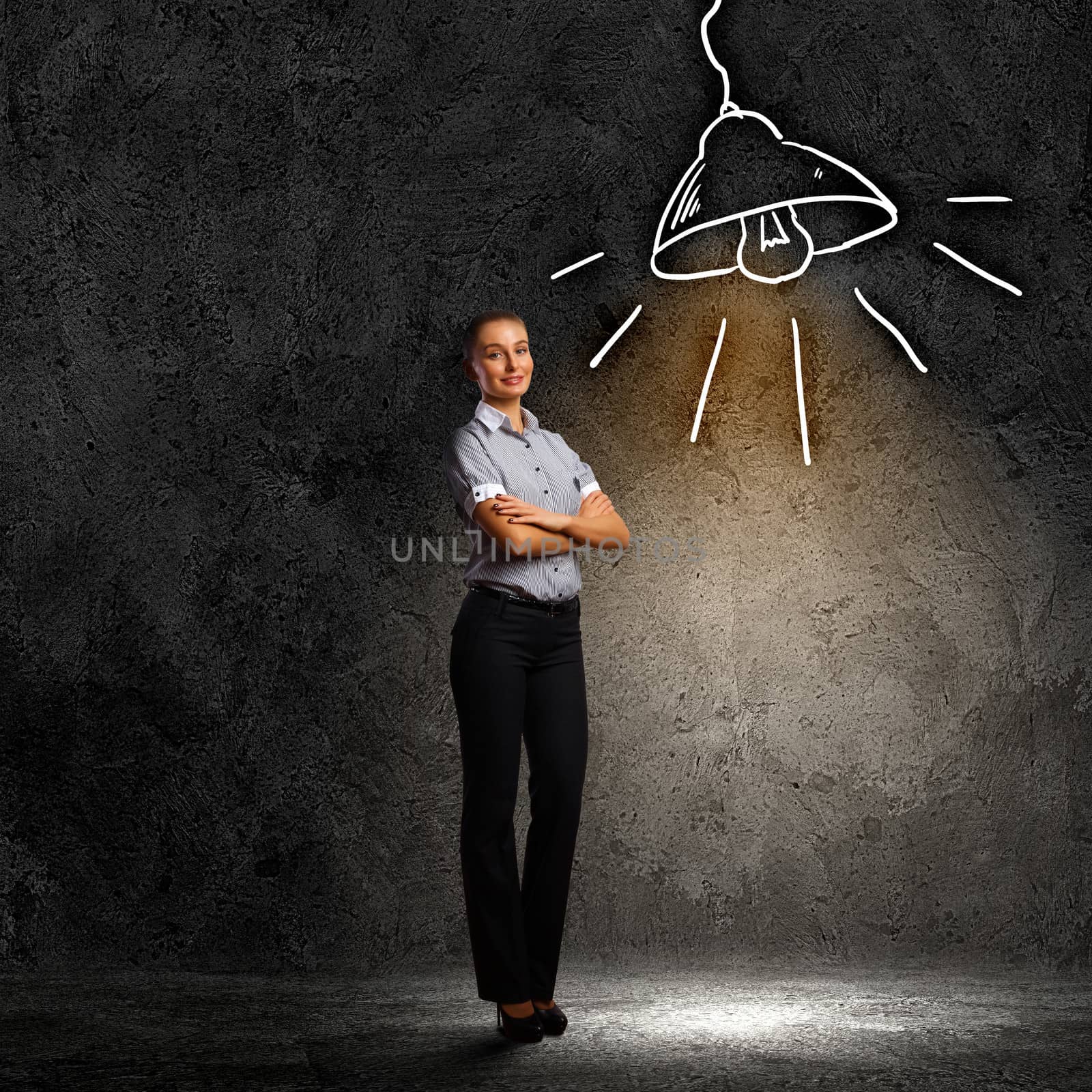 Image of attractive businesswoman against dark background