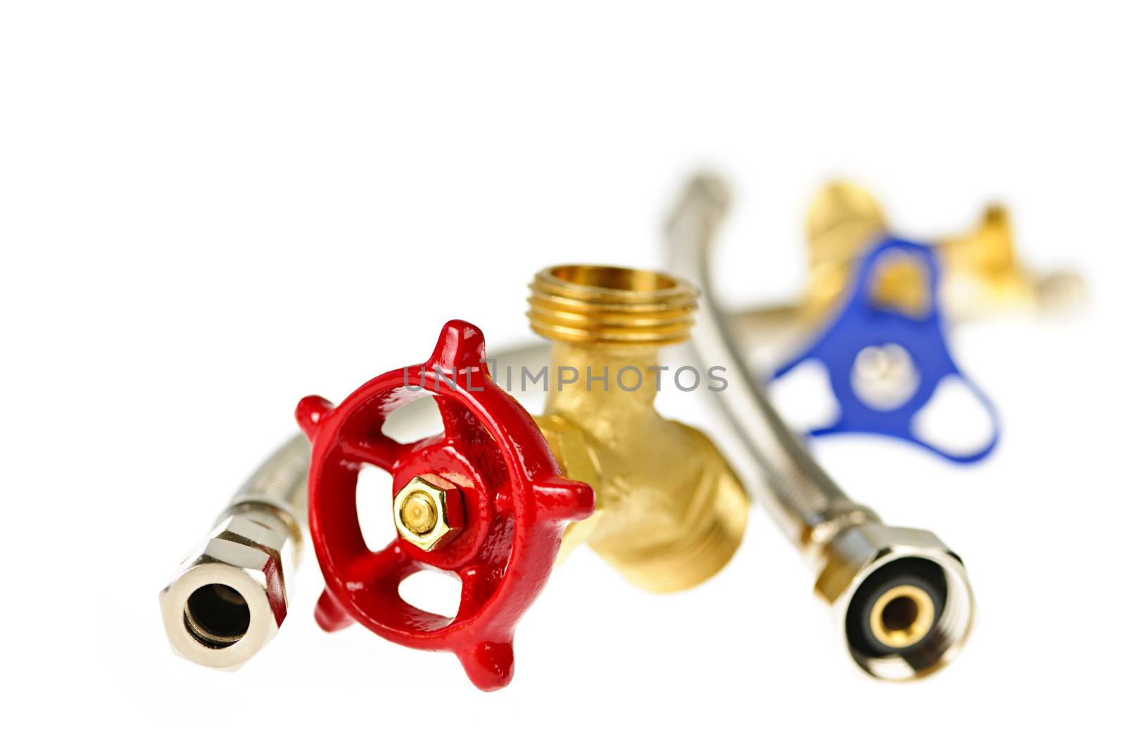 Isolated plumbing valves hoses and assorted parts