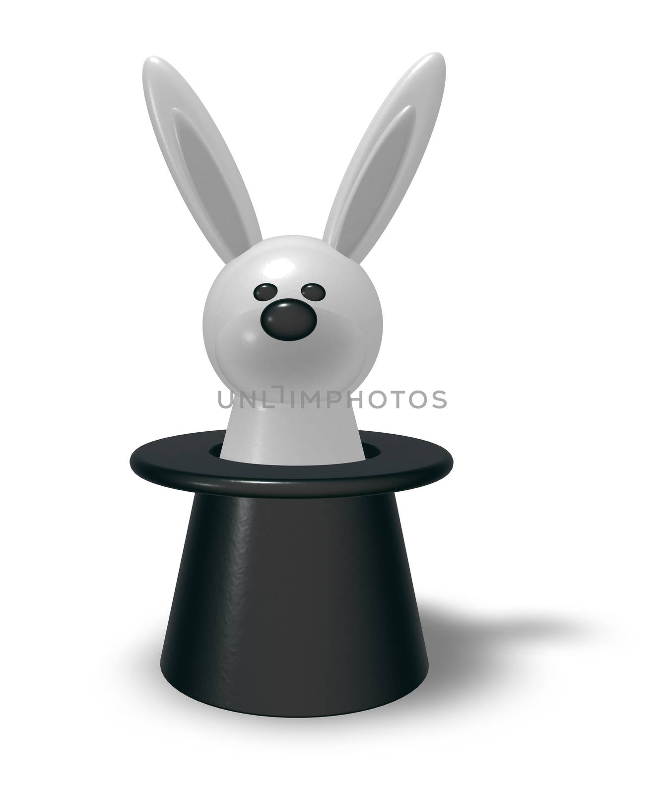 white rabbit in top hat - 3d illustration