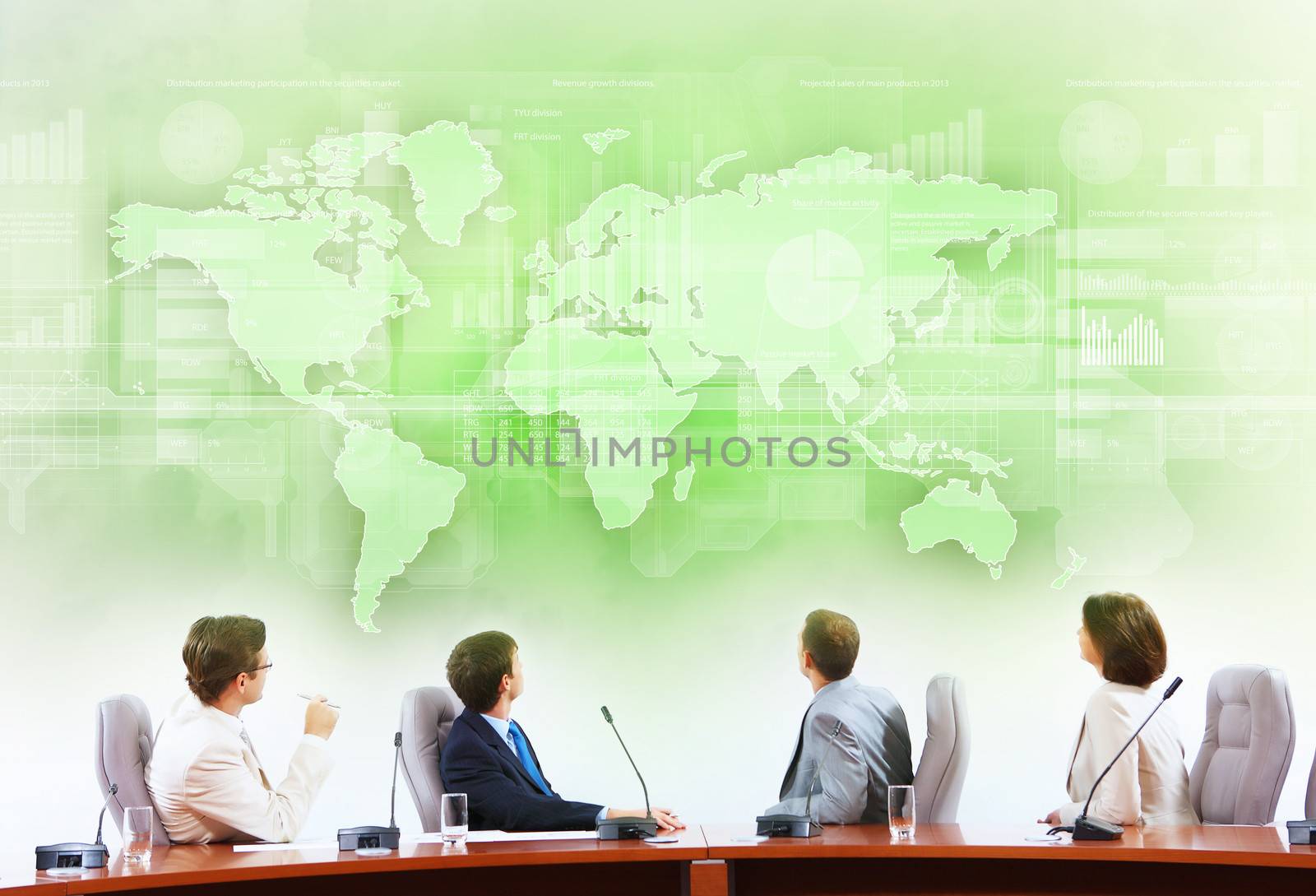 Image of businesspeople at presentation looking virtual project