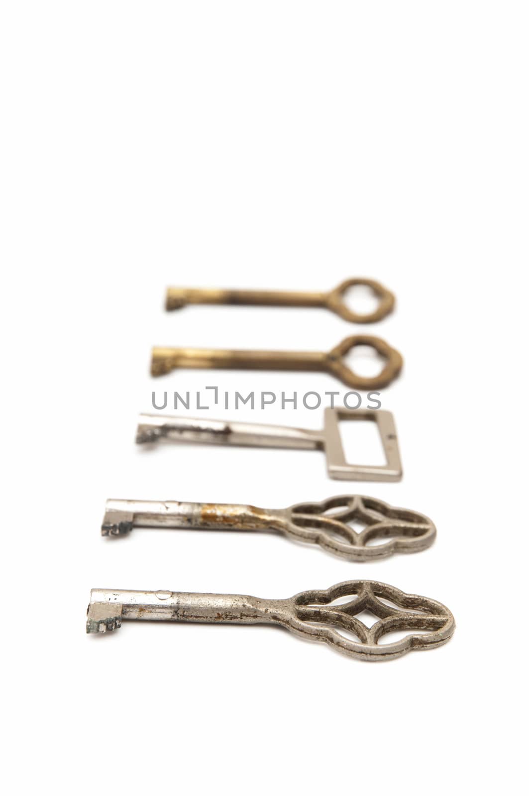 old keys on a white background