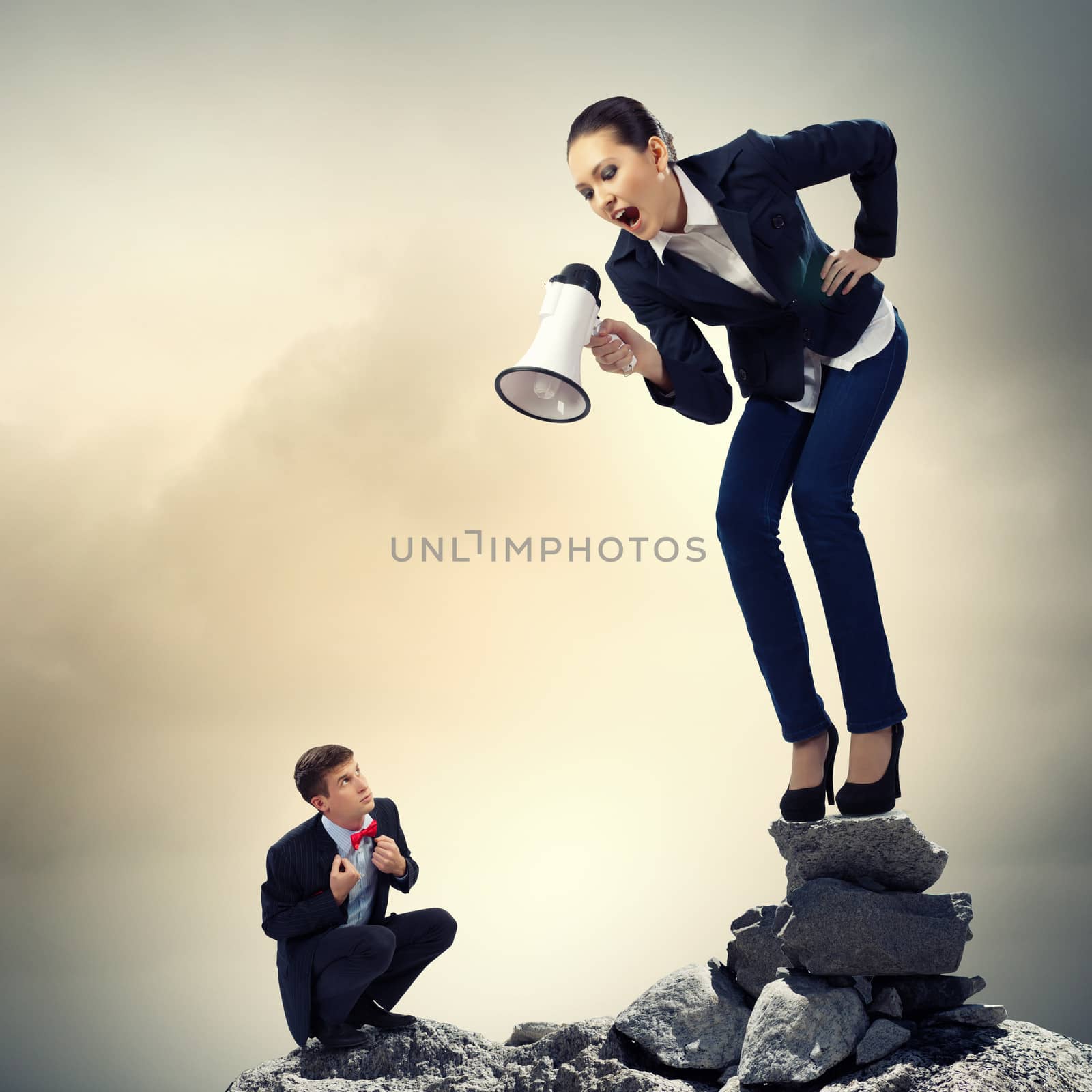 Businesswoman with megaphone by sergey_nivens