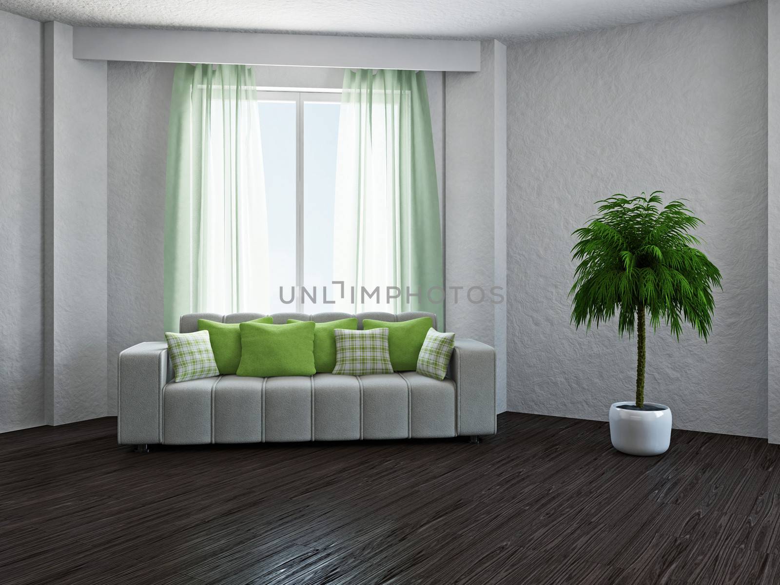 Livingroom with sofa near the window