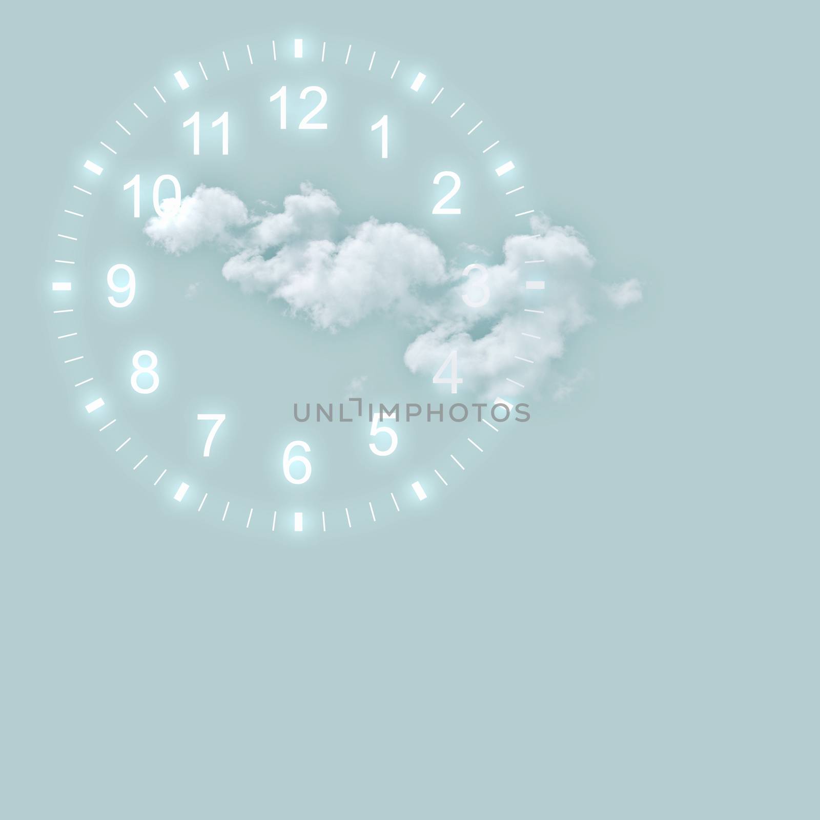 Abstract light blue background with various objects