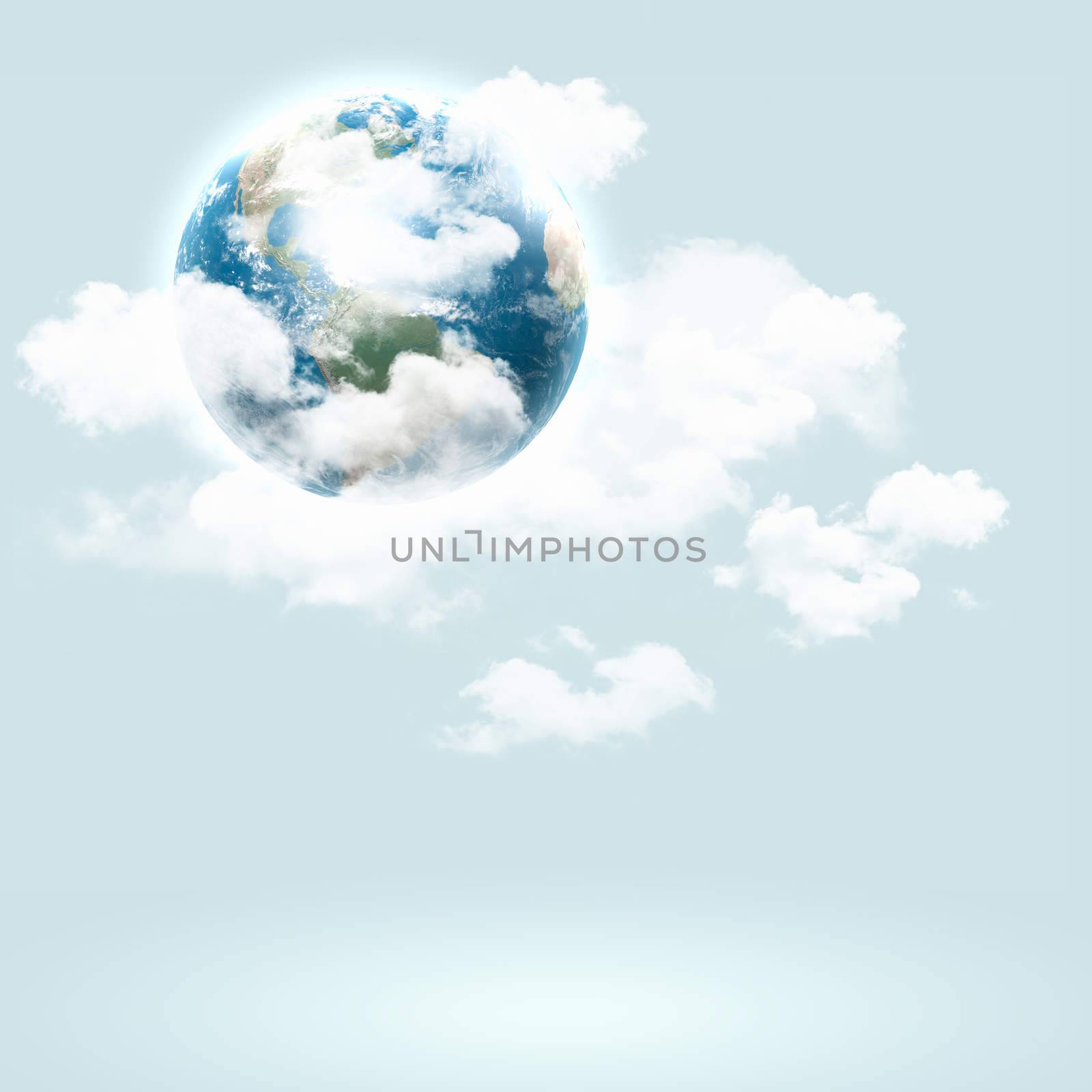 Background image with globe illustration. Globalization concept.