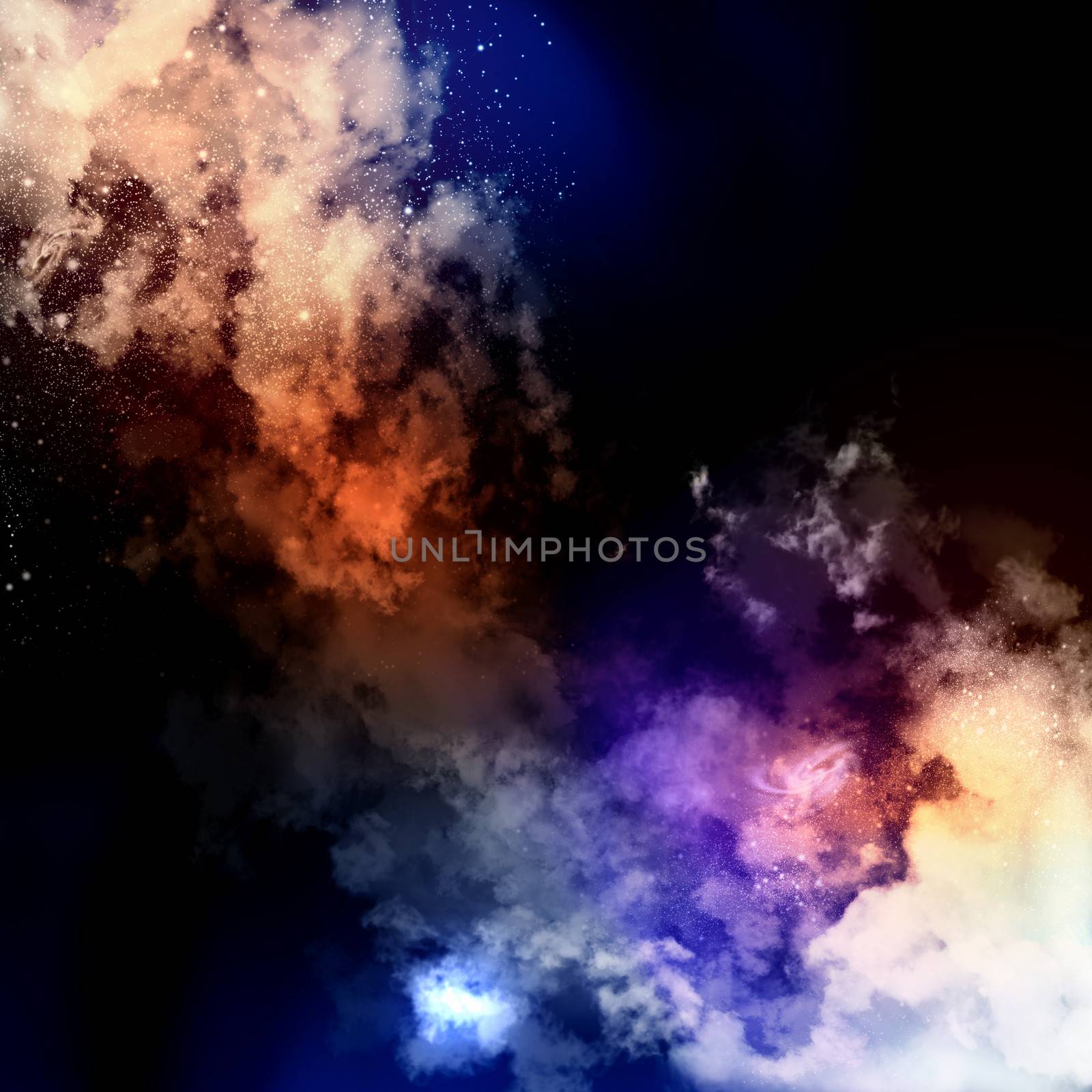 Cosmic clouds of mist on bright colorful backgrounds